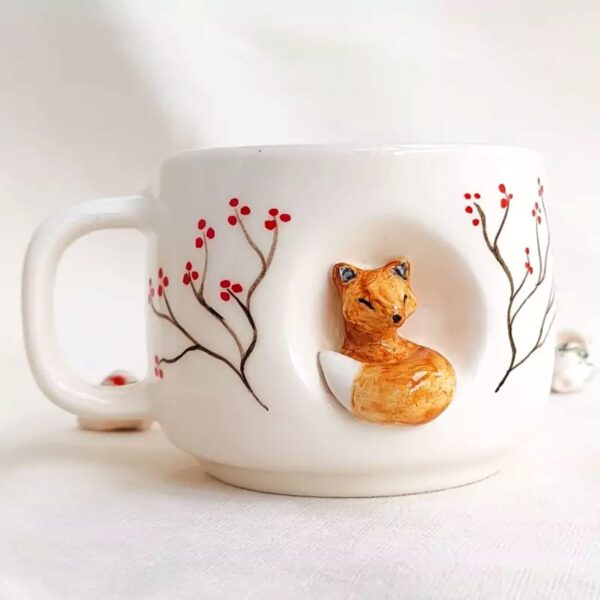 Fantasy Ceramic Mug Fox Model Charming Drinkware for Animal Lovers