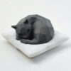 Geometric Sleeping Black Cat Cubism Figurine - Modern Art for Cat Lovers