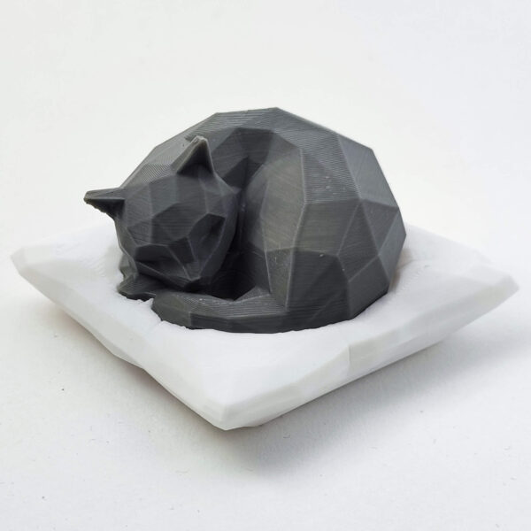 Geometric Sleeping Black Cat Cubism Figurine – Modern Art for Cat Lovers