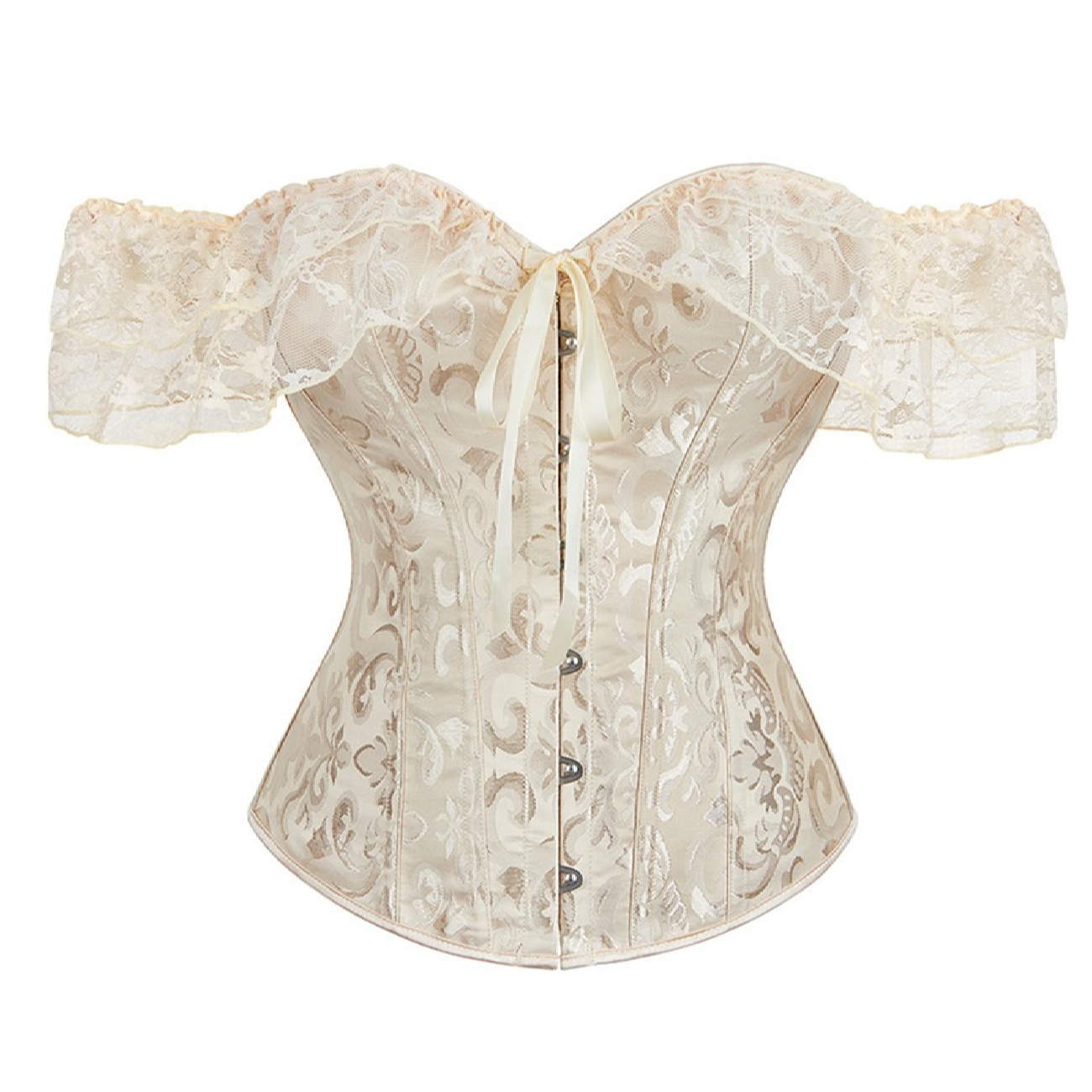 Bustier Corset – Perfect for Party with Floral Design in Milky