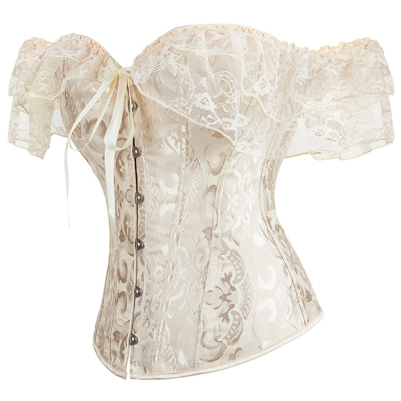 Bustier Corset – Perfect for Party with Floral Design in Milky