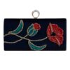 Hand-Beaded Clutch Bag with Red Rose Design - Unique & Elegant