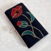Hand-Beaded Clutch Bag with Red Rose Design - Unique & Elegant