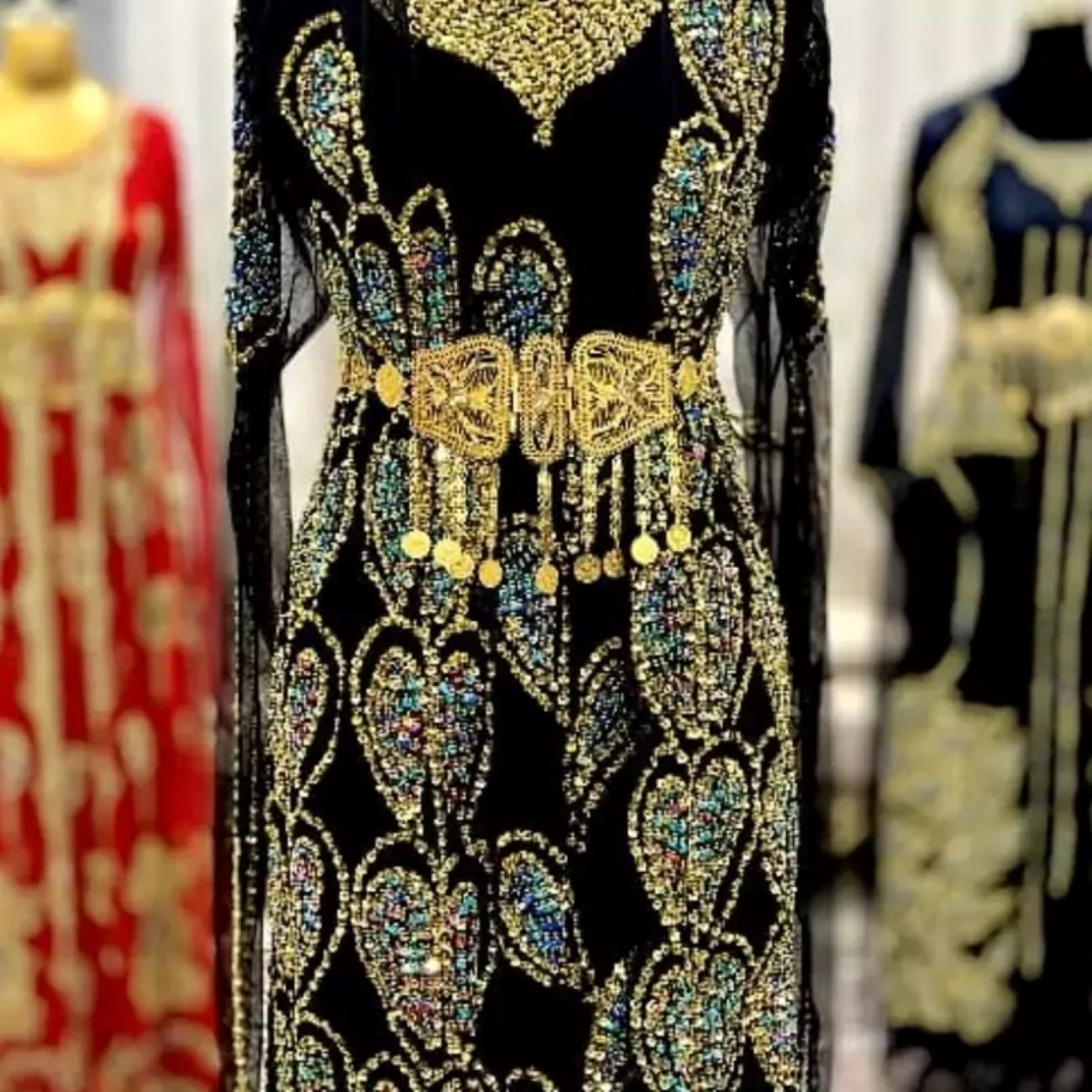 Hand Embroidered Jewelry Evening Kurdish Dress – Exquisite Handmade Couture