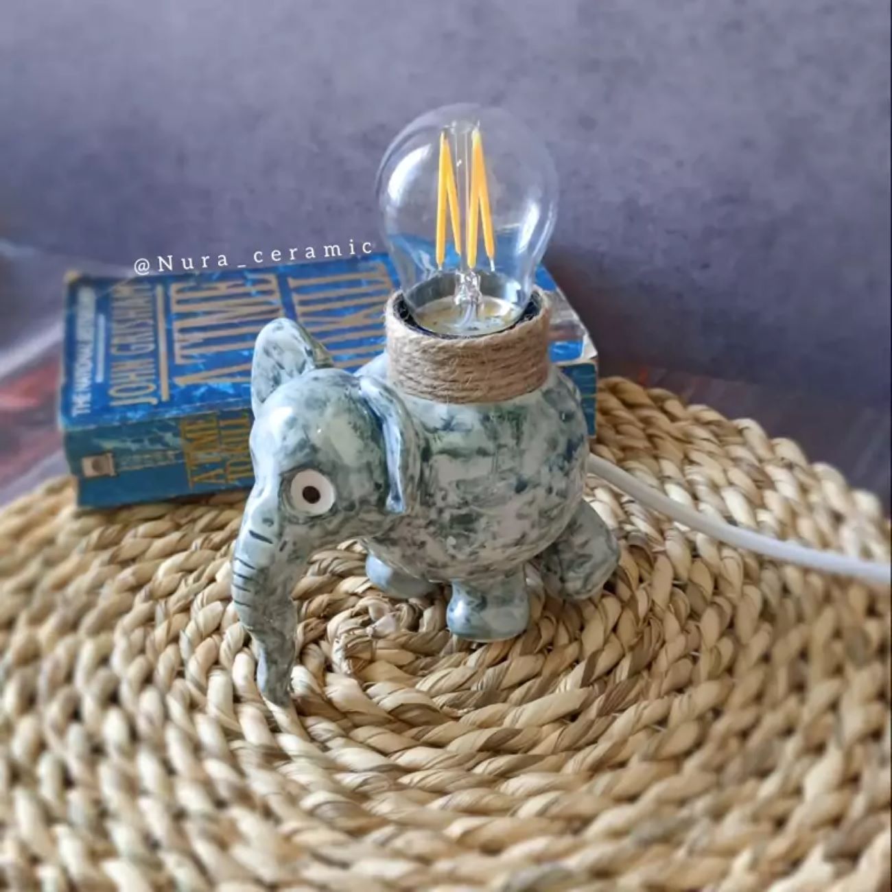 Handcrafted Ceramic Artistic Table Lamp – Unique Elephant Design