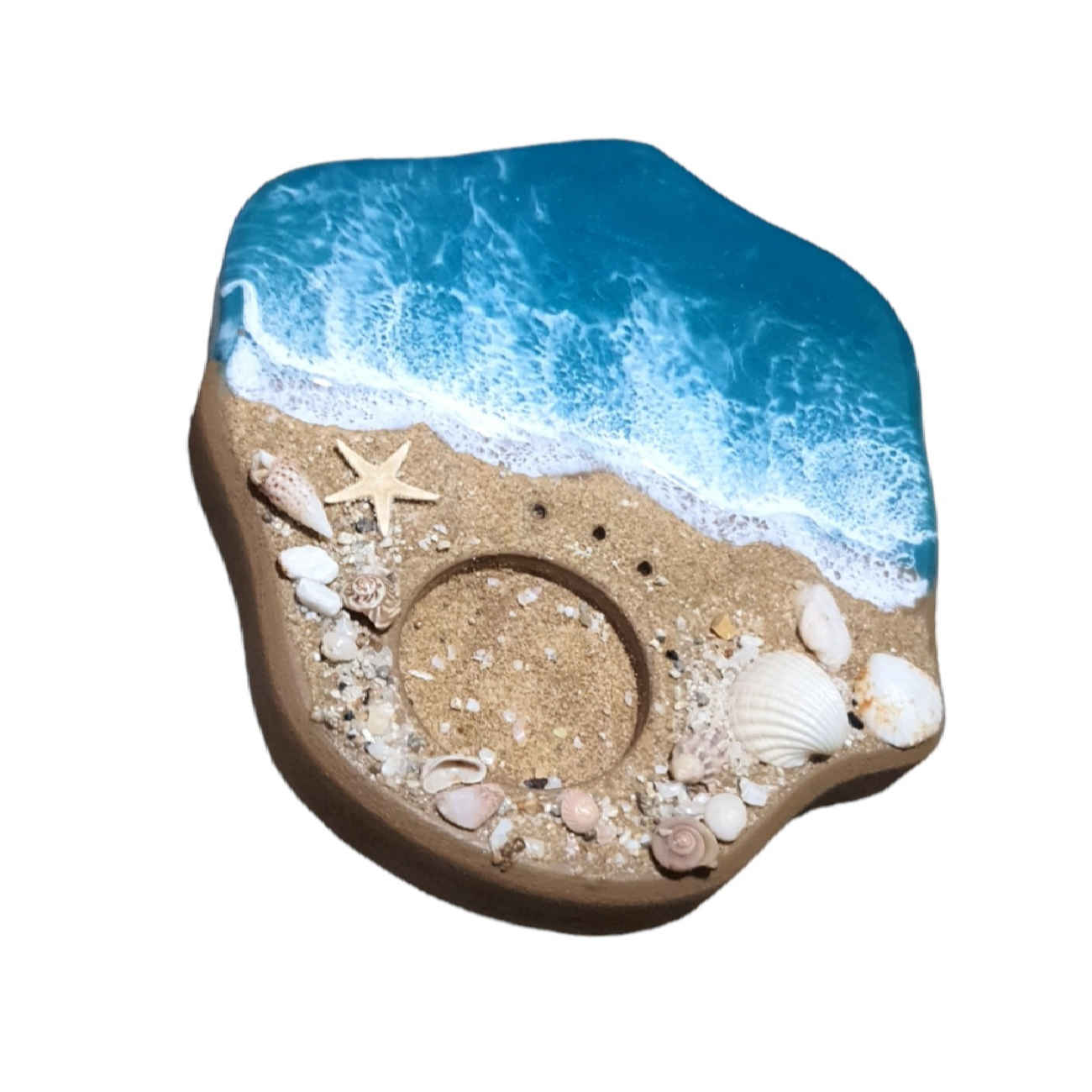 Handcrafted Resin Incense Holder with Sea & Beach Design