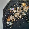 Hand Beaded Clutch Bag Floral Design in Black Color - Timeless Design
