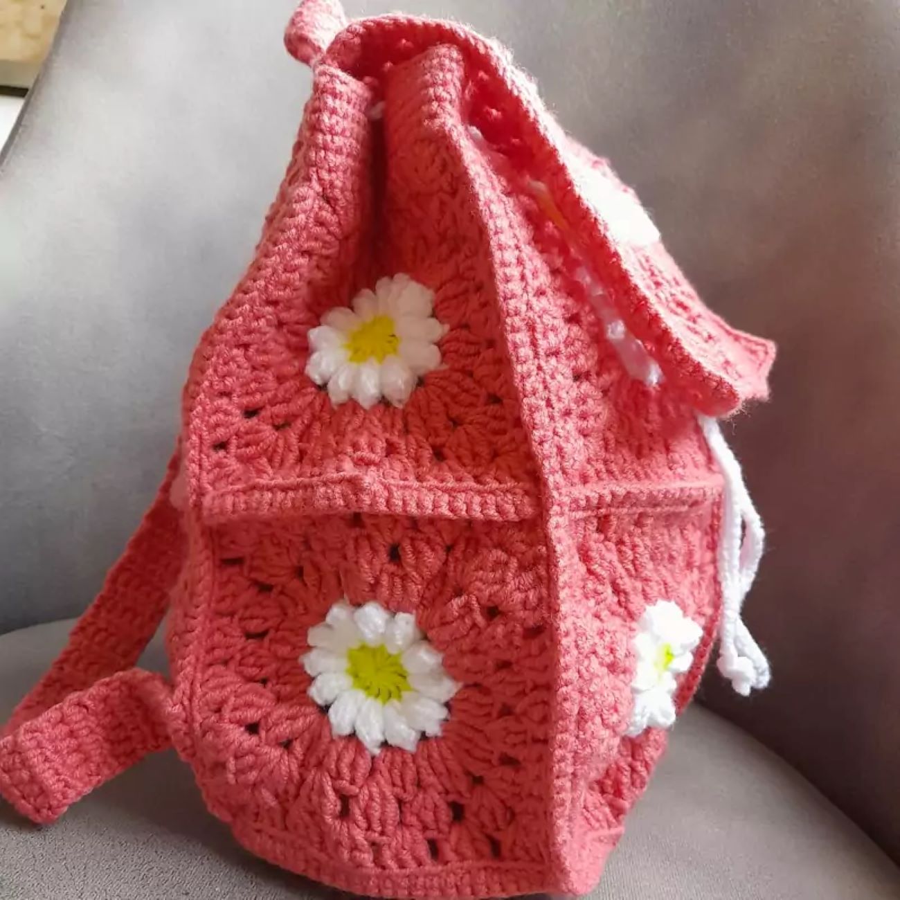 Handmade Crochet Bag Flower Design for Kids in Pink Color – Stylish and Cute