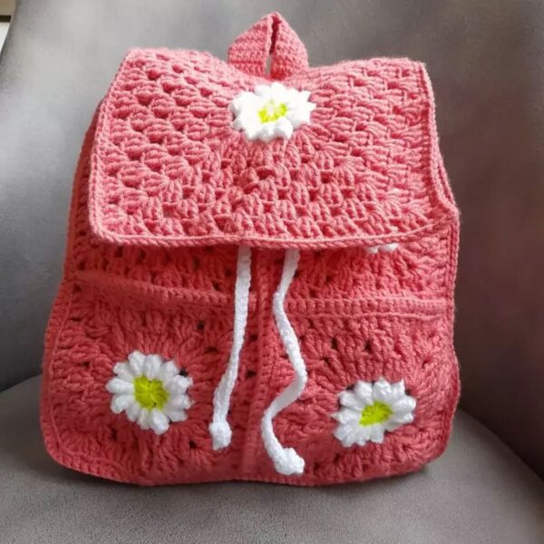 Handmade Crochet Bag Flower Design for Kids in Pink Color – Stylish and Cute