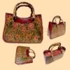 Handmade Genuine Cowhide Leather Bag – Detailed Carving, Stitched with Bamboo Wood Handle