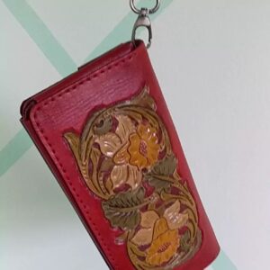 Handmade Genuine Wallet Leather Bag – Detailed Carving, Hand-Painted, and Stitched with Precision