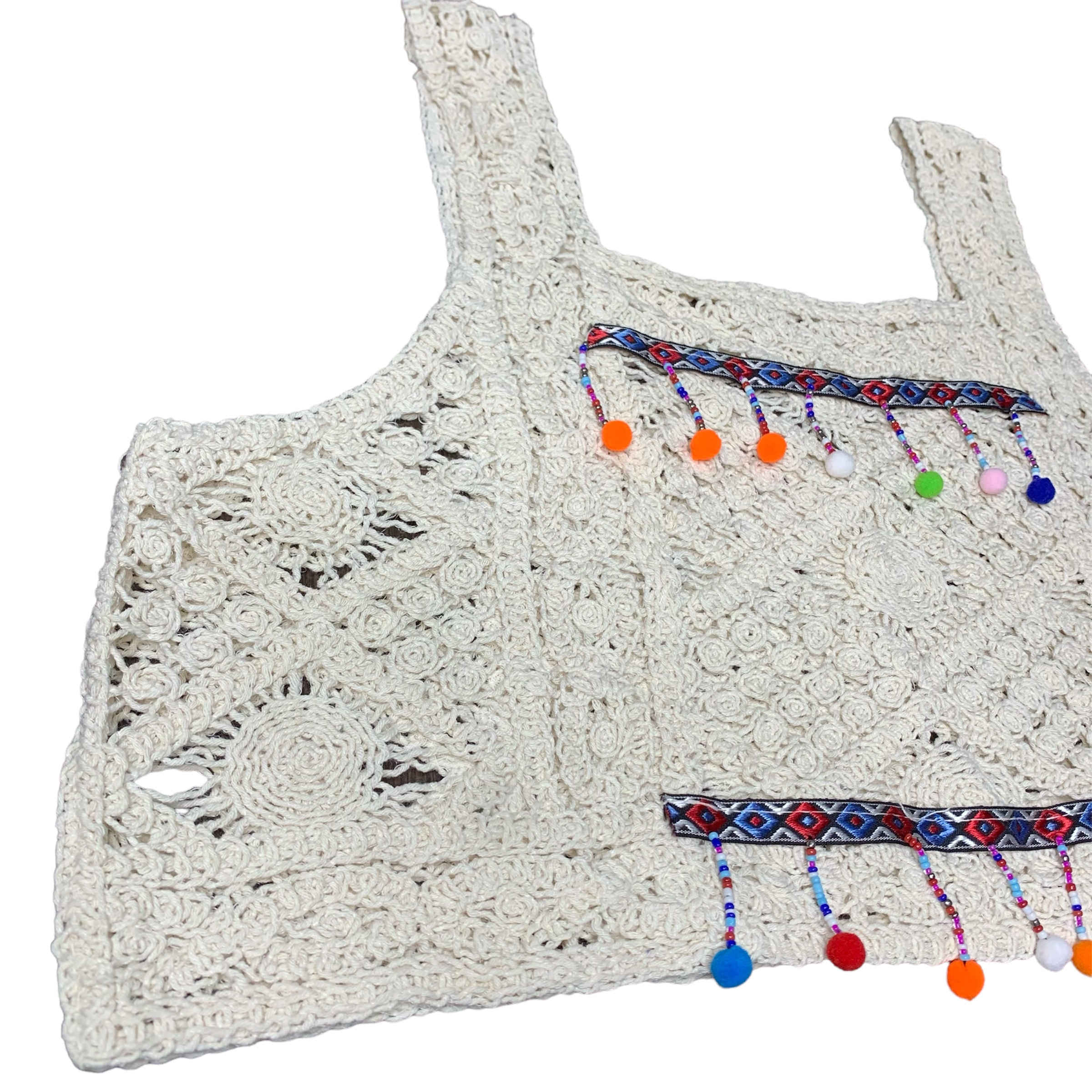 Handwoven Crochet Crop Top for Women Macrame Weaving Design
