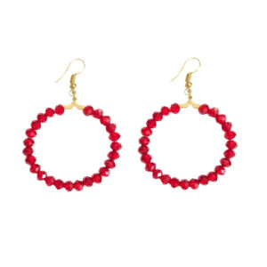 Hoop Earrings for Women – Red Wrapped bead Design