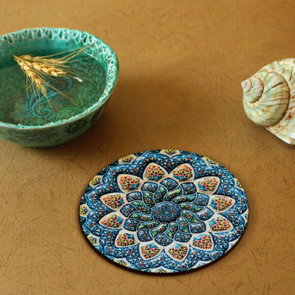 Iranian-Inspired Wooden Coasters Ancient Craft & Modern Style (Set of 6)