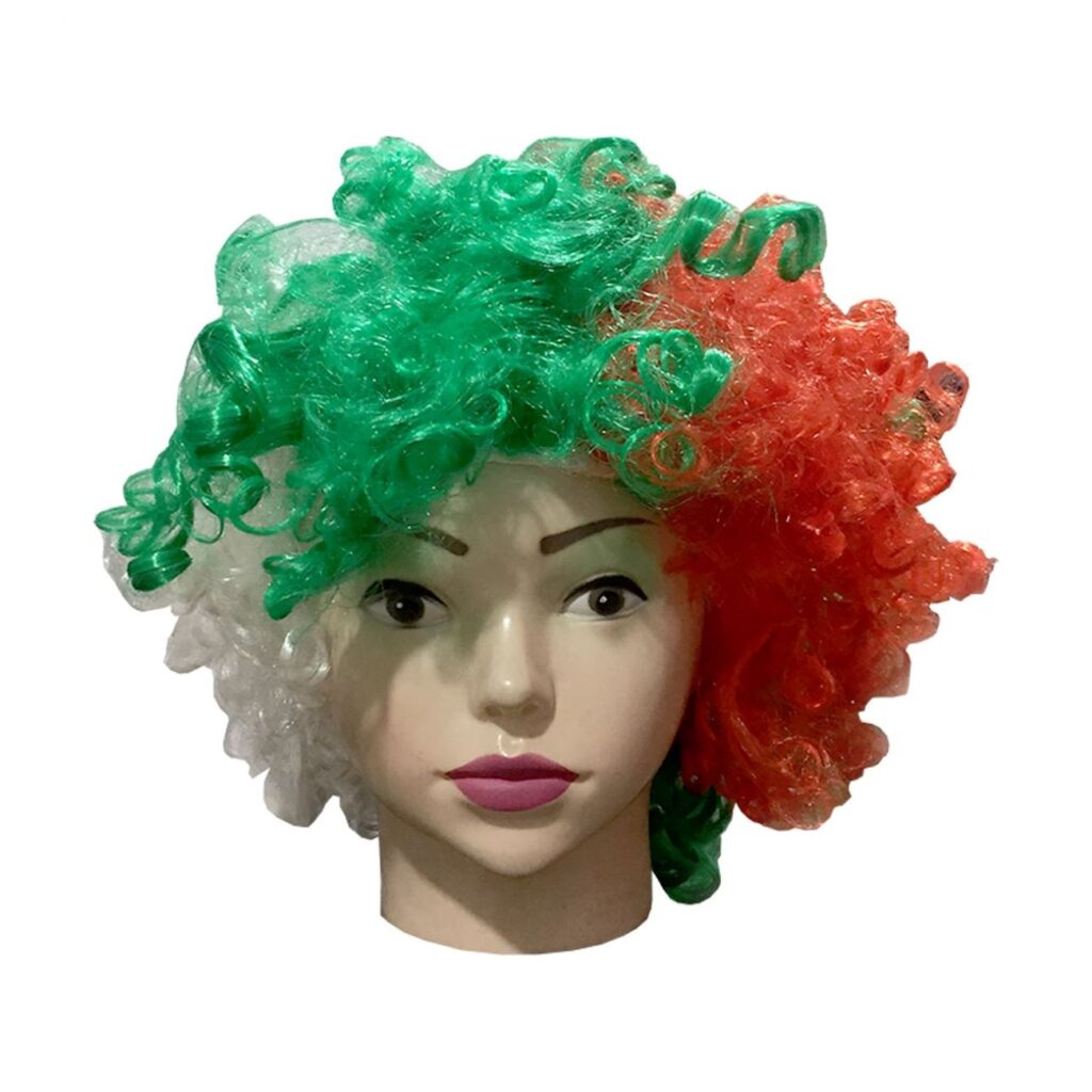 Iranian Fan Wig in the Colors of Iran’s Flag for the Soccer Team