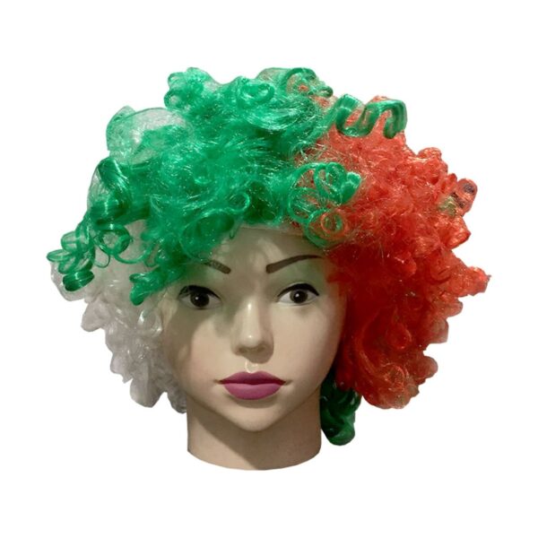 Iranian Fan Wig in the Colors of Iran's Flag for the Soccer Team