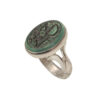 Islamic Agate Silver Ring for Men with Green Gemstone & Hasbi Allah Design