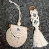 Keychain and Car Mirror Hanging Macrame Set  with Evil Eye Design