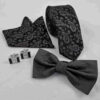 Men's Tie Set with Pocket Square, Cufflinks, and Tie Clip with Paisley Design