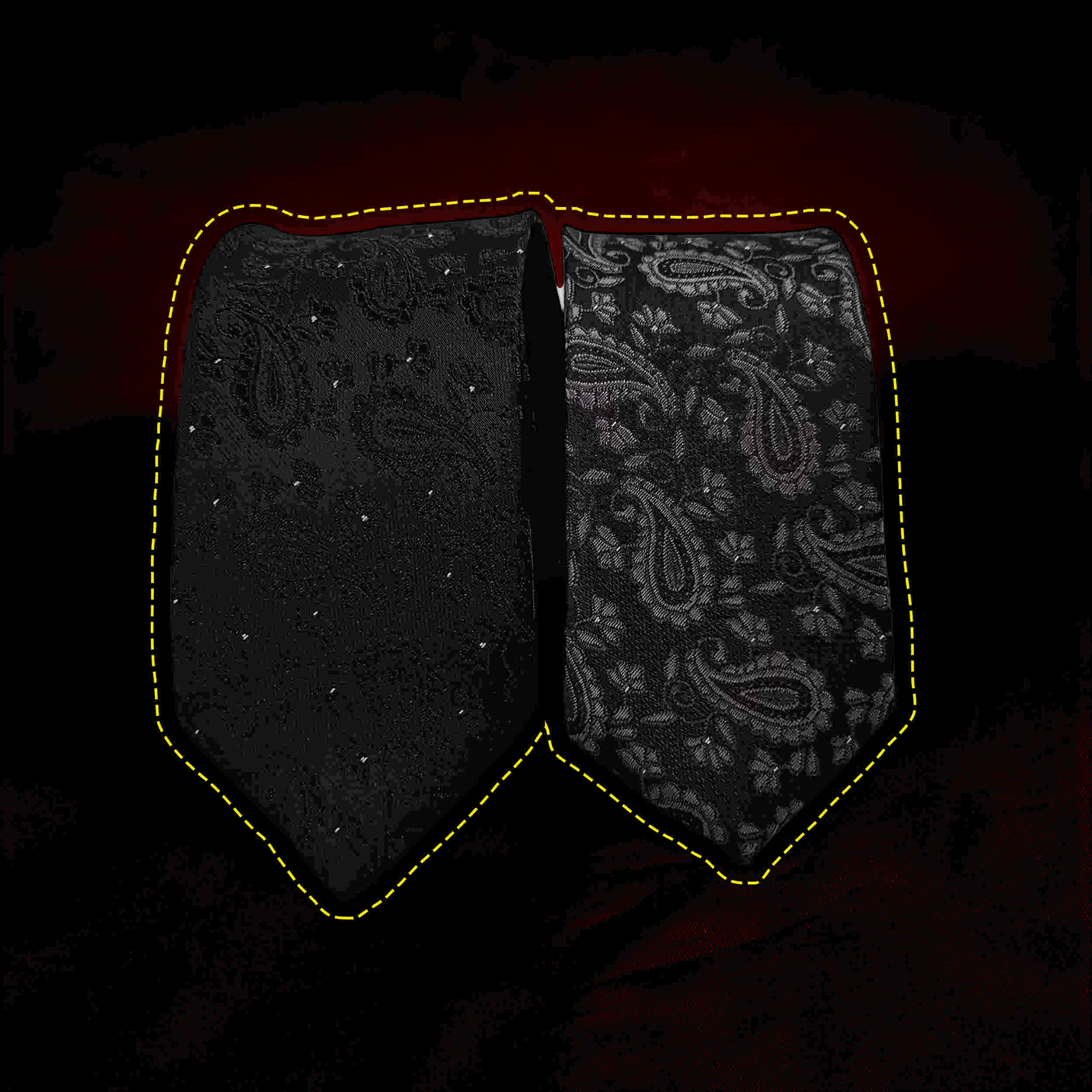 Men’s Tie Set with Pocket Square, Cufflinks, and Tie Clip with Paisley Design