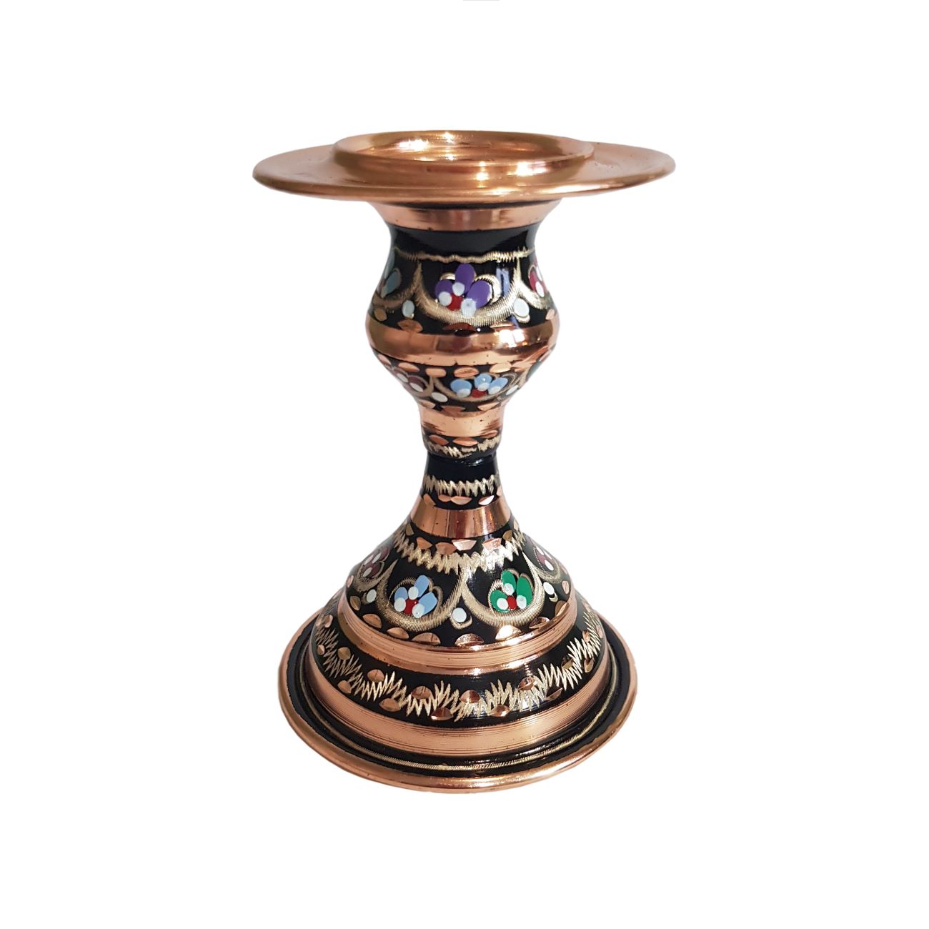 Minakari Enamel Copper Candle Holder with Short Base Unique & Ellegant Design