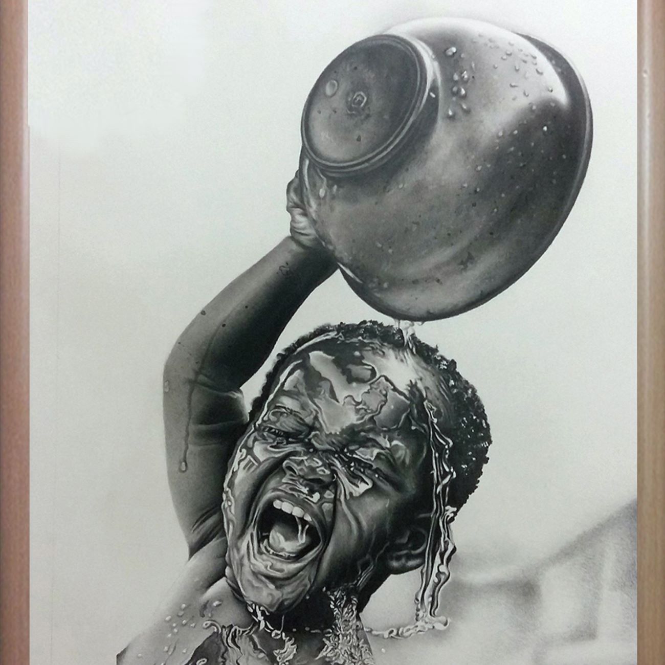 Original Black Pen Drawing with The Portrait of Naughty Boy Design