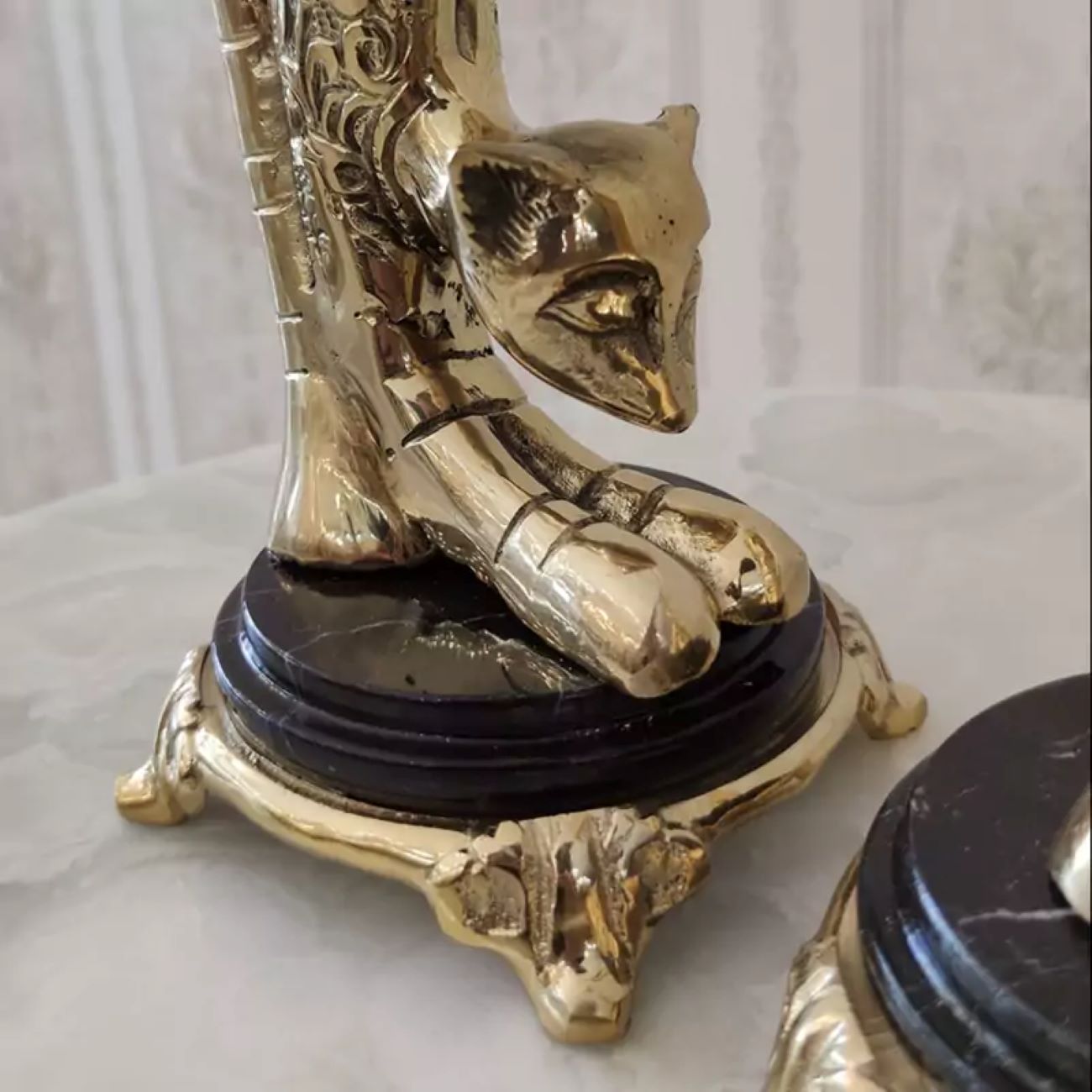 Pair of Bronze Cat Sculptures Elegant Design A Timeless Masterpiece of Art