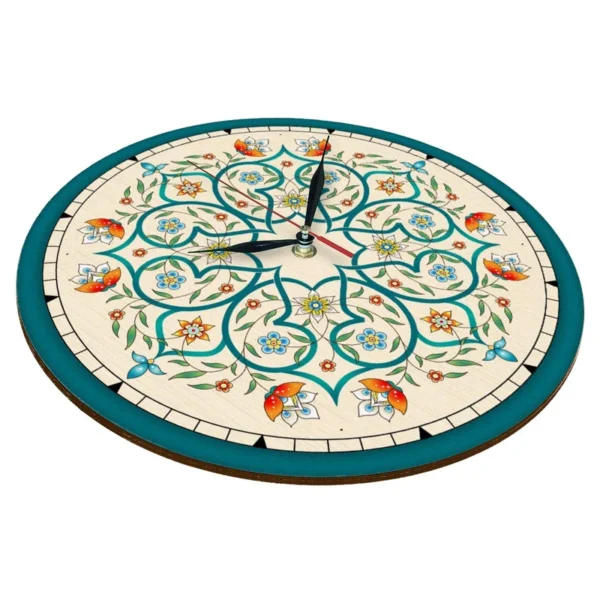 Persian-Inspired Analog Patterned Wall Clock – Flower Design
