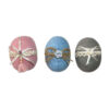 Pottery Painted Egg for Iranian Nowruz Celebration, Decorated with Ribbon (Pack of 3)