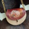 Real Leather Shoulder Bag – Wooden Body with Handcrafted Leather Engraved Door