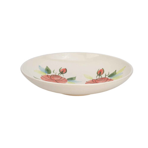 Ceramic Dinnerware Plate – Rose Pattern, Microwave & Dishwasher Safe