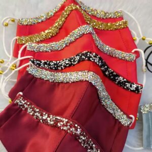 Satin Evening Mask with Crystal Embellishments – Elegant Accessory for Formal Events