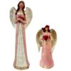 Angel Figurines Holding Radiant Red Hearts of Love and Devotion  Set of 2