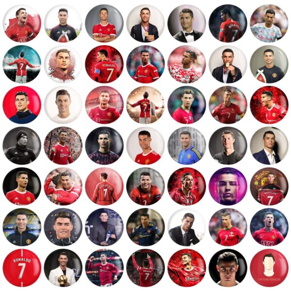 Set of 49 Cristiano Ronaldo Face Pinback Buttons – Perfect for Fans and Collectors