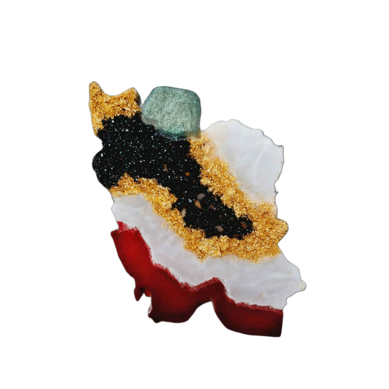 Steel Women's Brooch with Map of Iran Design