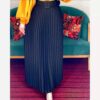 Super Maserati Black Pleated Long Skirt with Belt – Stylish and Elegant for Any Occasion
