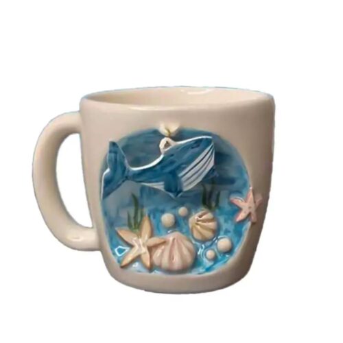 Whale Figurine Fantasy Ceramic Mug A Majestic and Unique Ocean-Inspired Drinkware