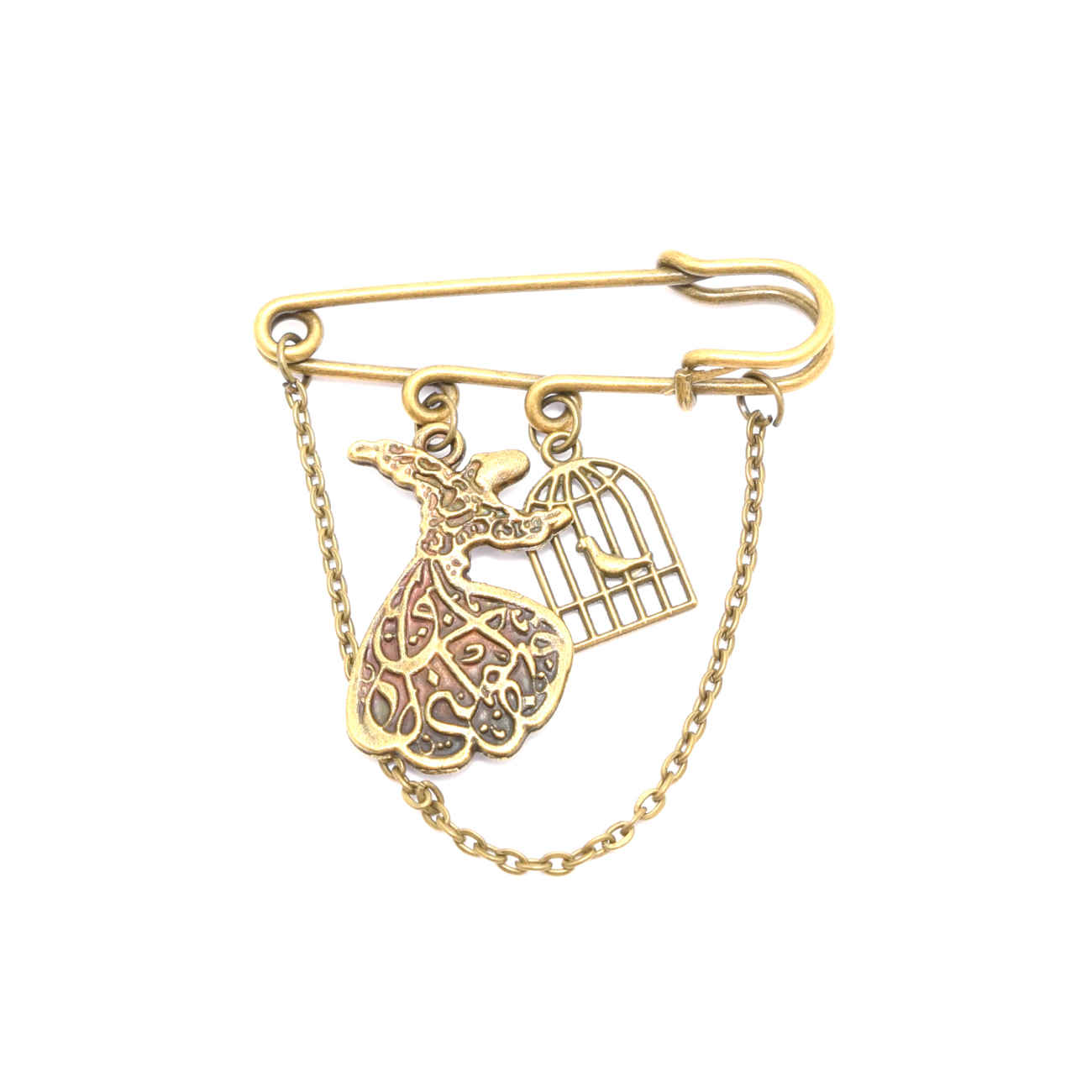 Women's Brooch with Amin Bird and Whirling Dervish Dance Design