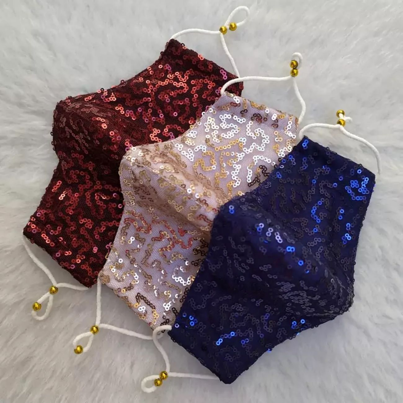 Women's Evening Mask, Elegant Sequin Design in Different Colors
