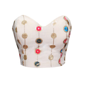 Women’s Linen Crop Cami Top with Sequin Embroidery