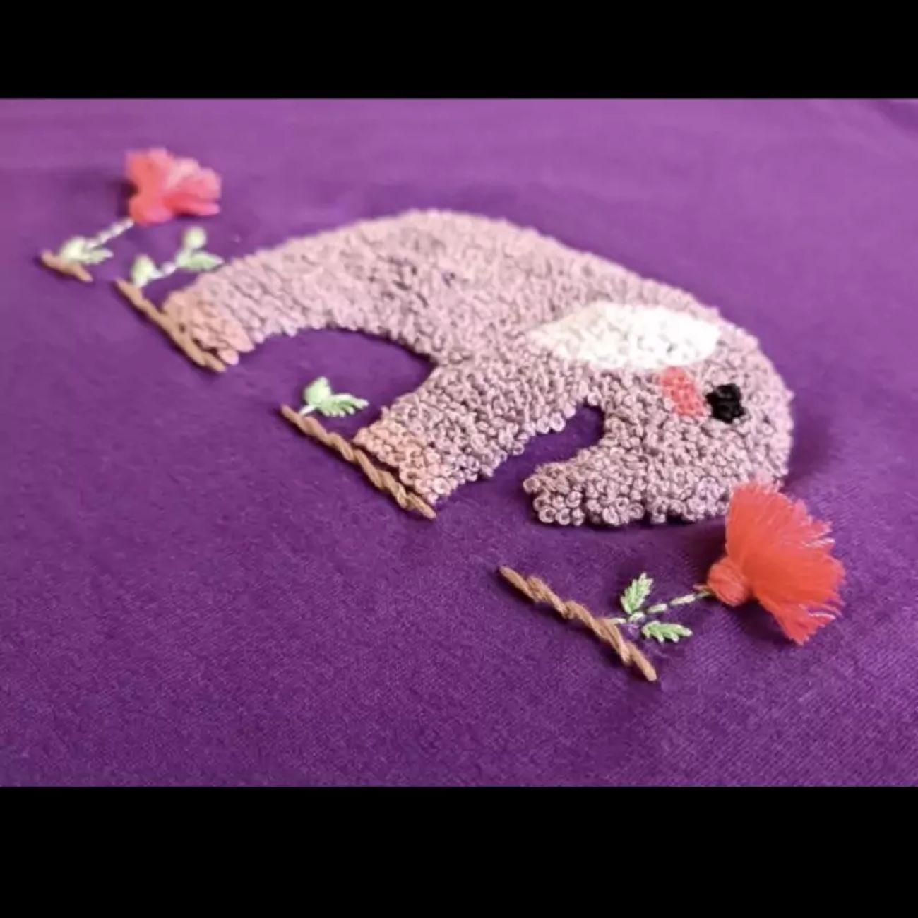 Women’s Short Sleeve Shirt with Intricate Hand Embroidery- Elephant Design