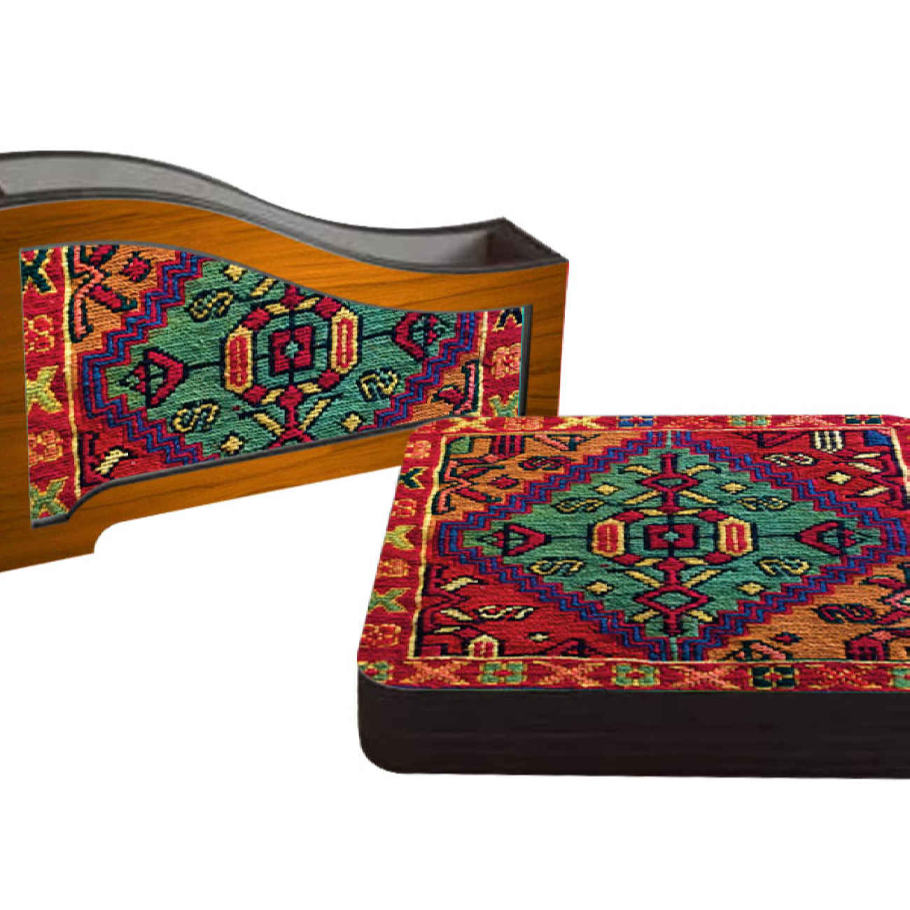 Wooden Coasters with Authentic Iranian Design – Carpet Inspired (6 Pcs)