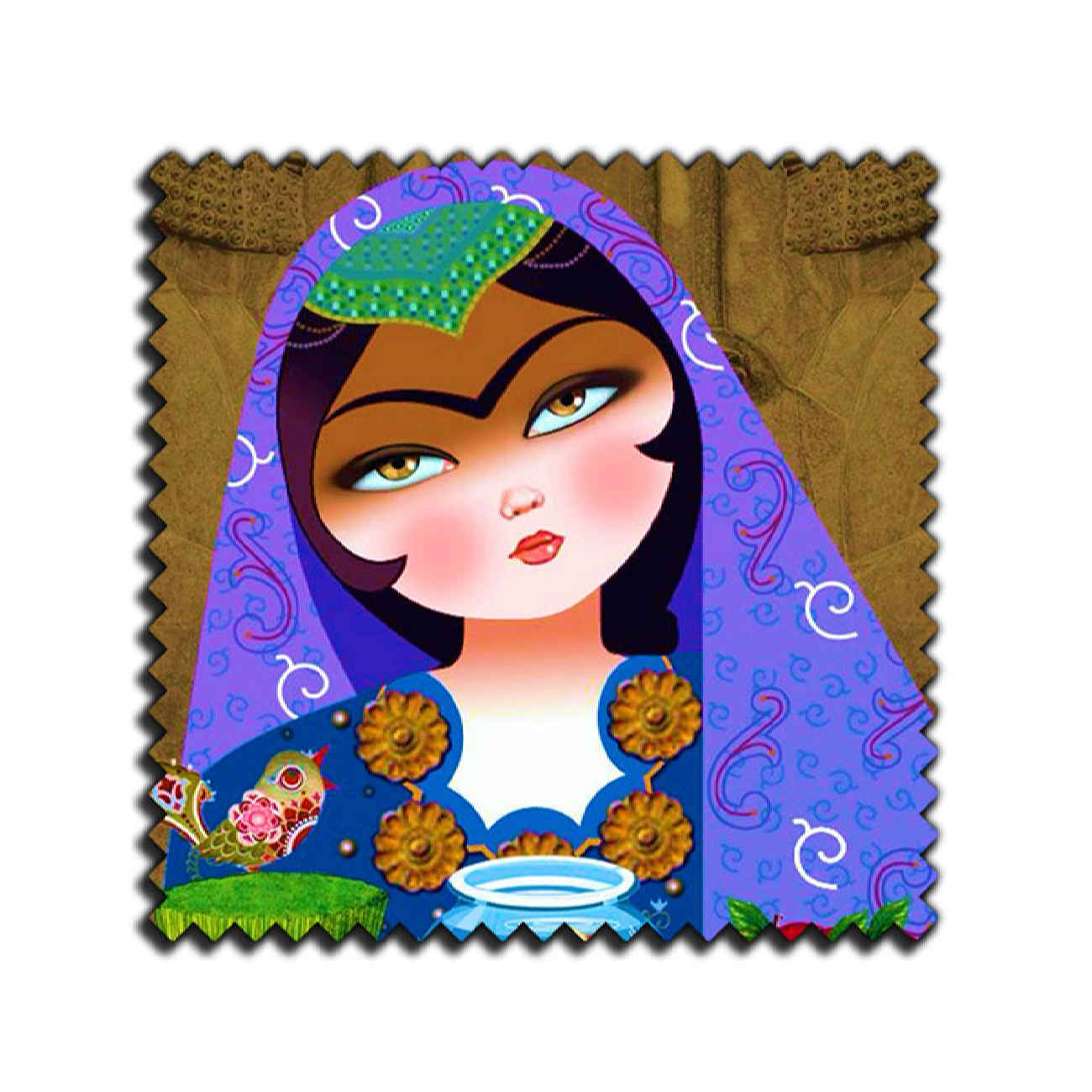 Wooden Coaster with Traditional Elegant Persian Pattern (Pack of 6)