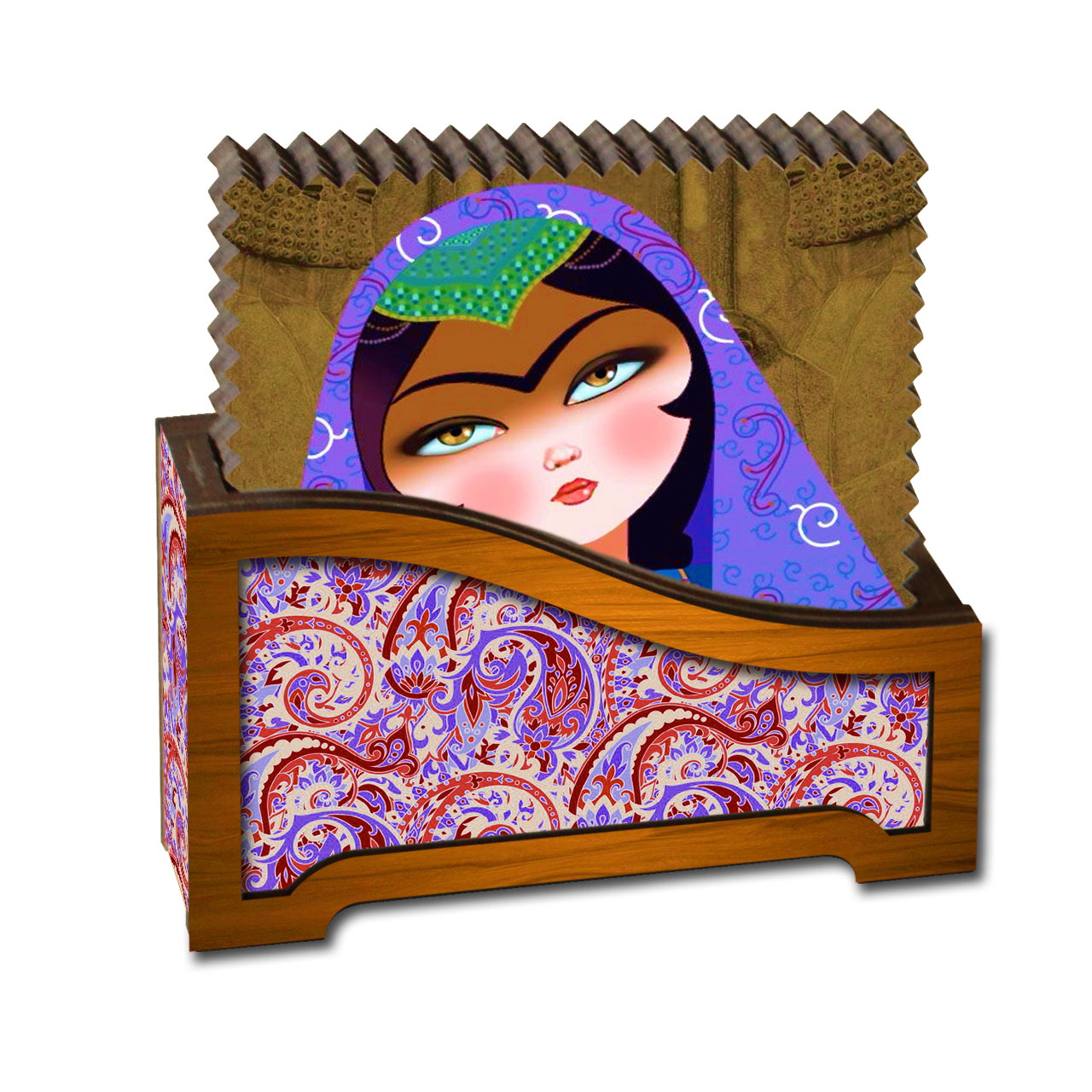 Wooden Coaster with Traditional Elegant Persian Pattern (Pack of 6)