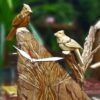 Wooden Desk Clock with Handcrafted Bird Sculpture - Unique & Stylish Design