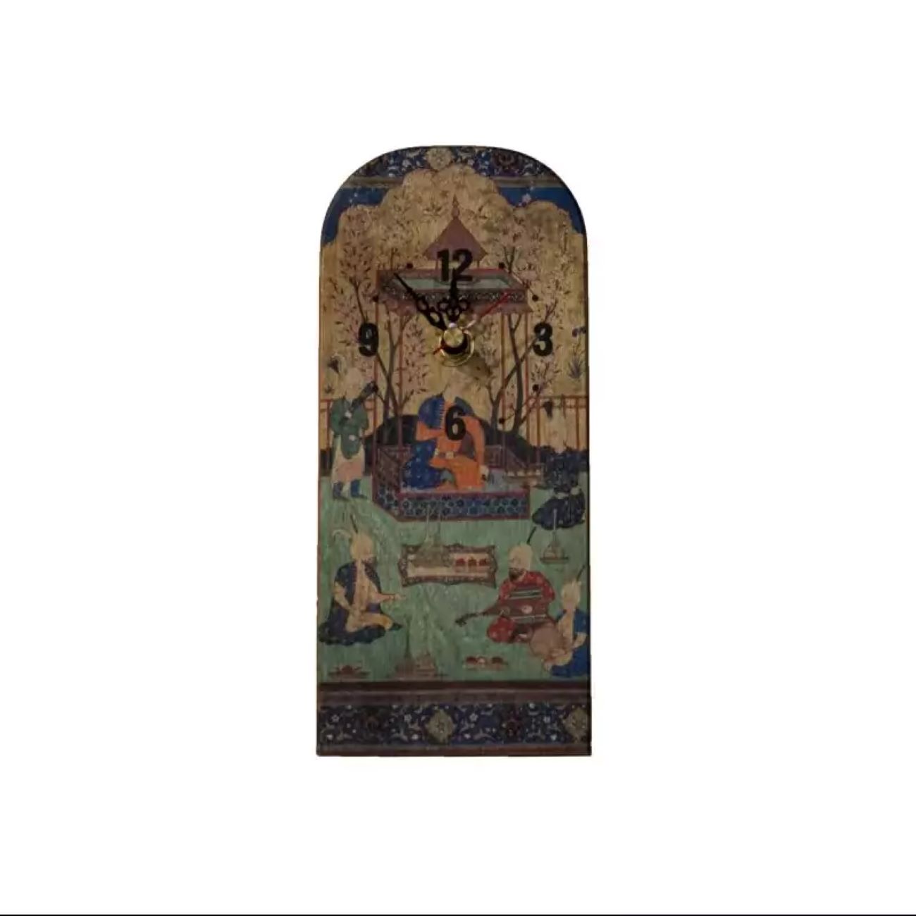 Wooden Desk Clock with Persian Painting Pattern – Designed for a Stylish Desk