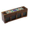 Wooden Spice Rack Organizer with 4 Jars - Persian Inspired Rastag