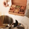 Wooden Spice Rack with 6 Boxe's Organized Storage for Your Kitchen