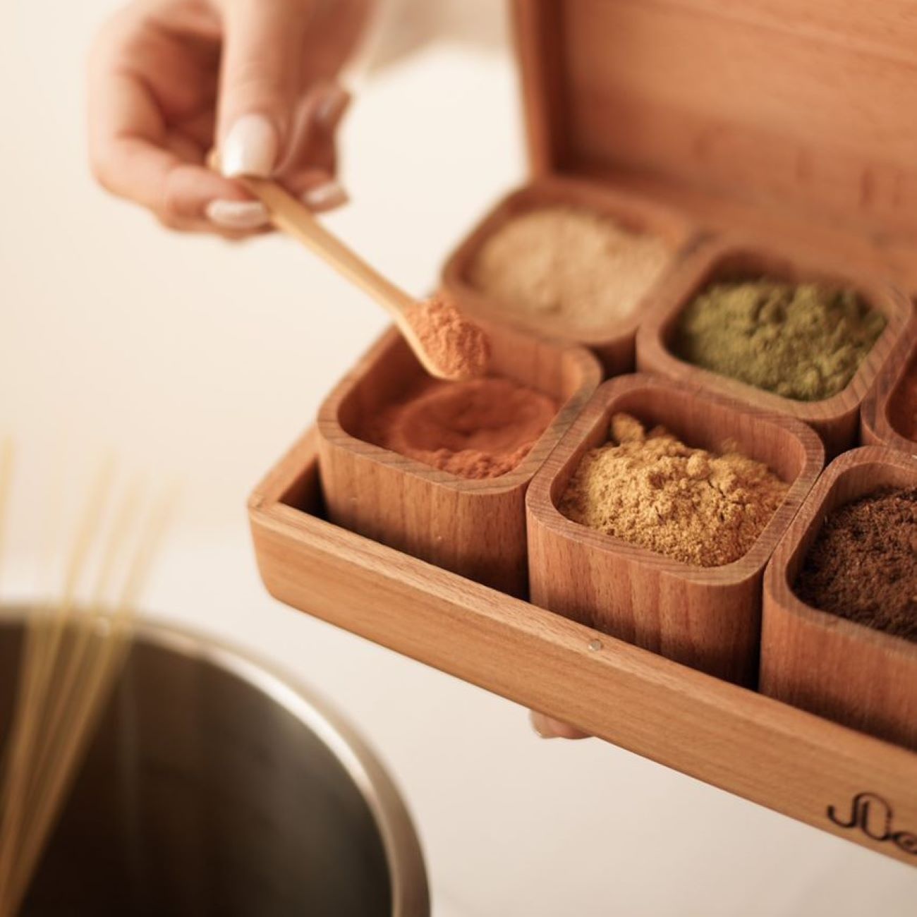 Wooden Spice Rack with 6 Boxe's Organized Storage for Your Kitchen ...