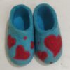 Artisan Wool Felt Slippers with Hand-Stitched Red Heart Pattern